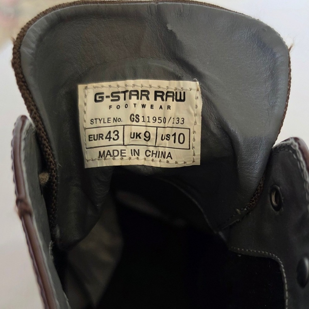 G-Star Raw Cargo Mens Polished Leather Lace Up Boots GS11950/133 Size 10 - Picture 4 of 11